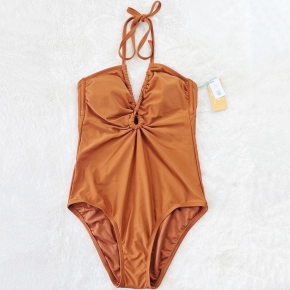 NWT Kona Sol Convertible One apiece Swimsuit Orange/Brown - Picture 1 of 4